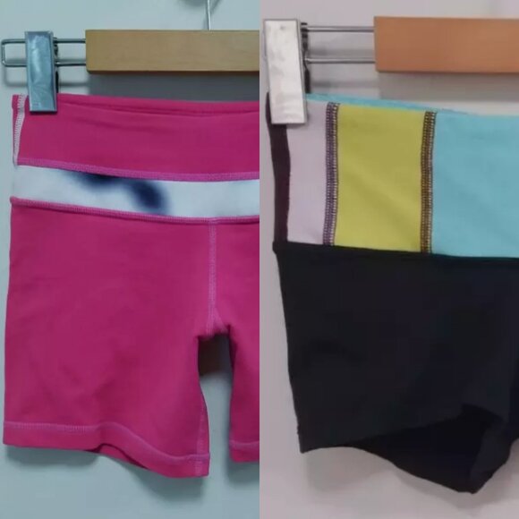 2 Lululemon Tonka Stripe Boogie Groove Magenta Shorts Size 2 XXS Bundle - Picture 1 of 7